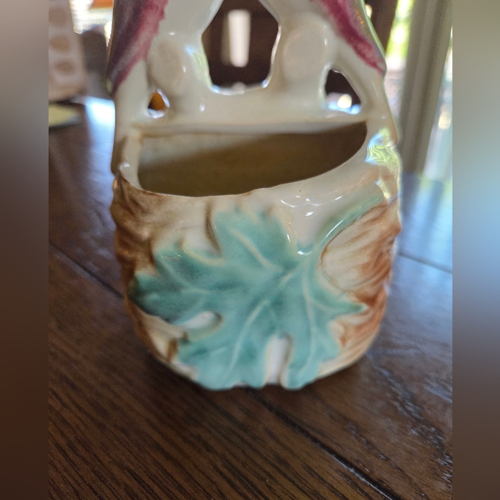 Vintage 50's Morton Pottery Lovebirds Wall Pocket Planter - Picture 8 of 10
